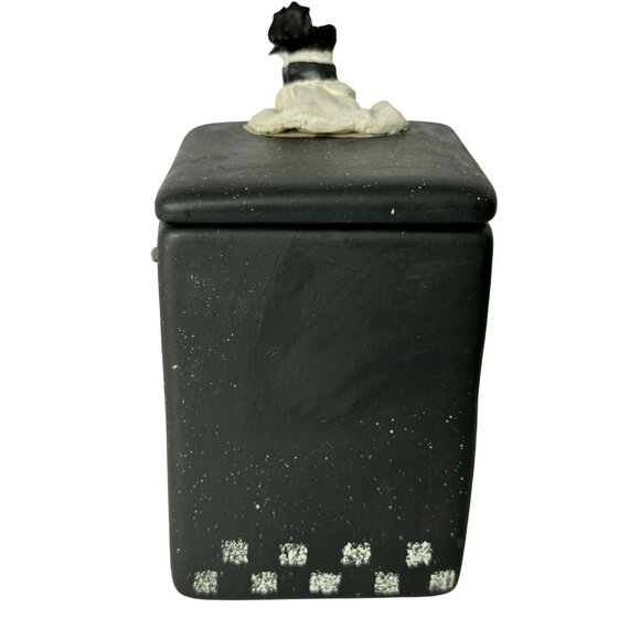 Ceramic Snowman Votive Candle Holder With Lid & Wooden Handle Whimsical Charm - Picture 6 of 7